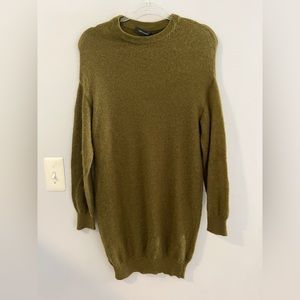 CEDRIC CHARLIER Green Knit Crew Neck Long Sleeve Sweater Dress